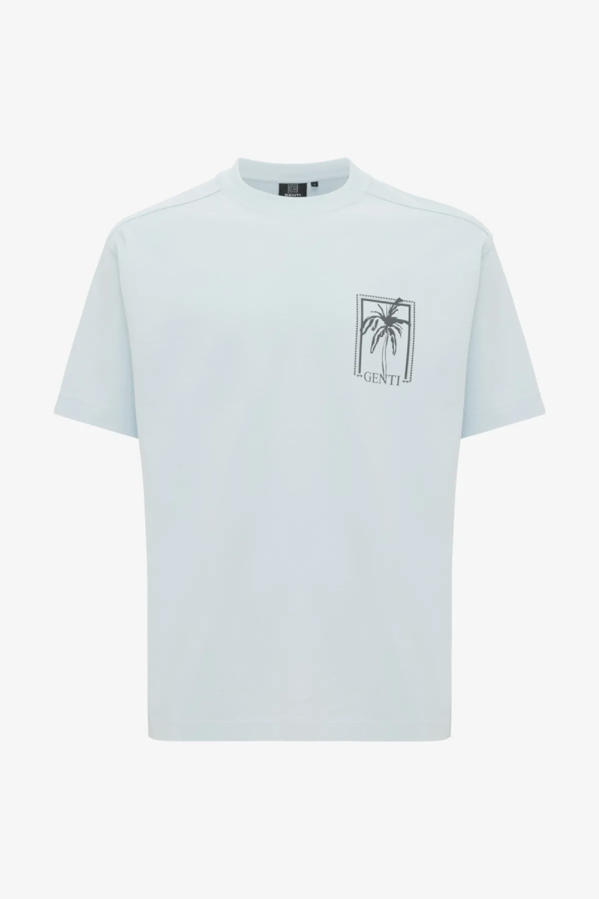 Relaxed fit print T-shirt  | Lichtblauw