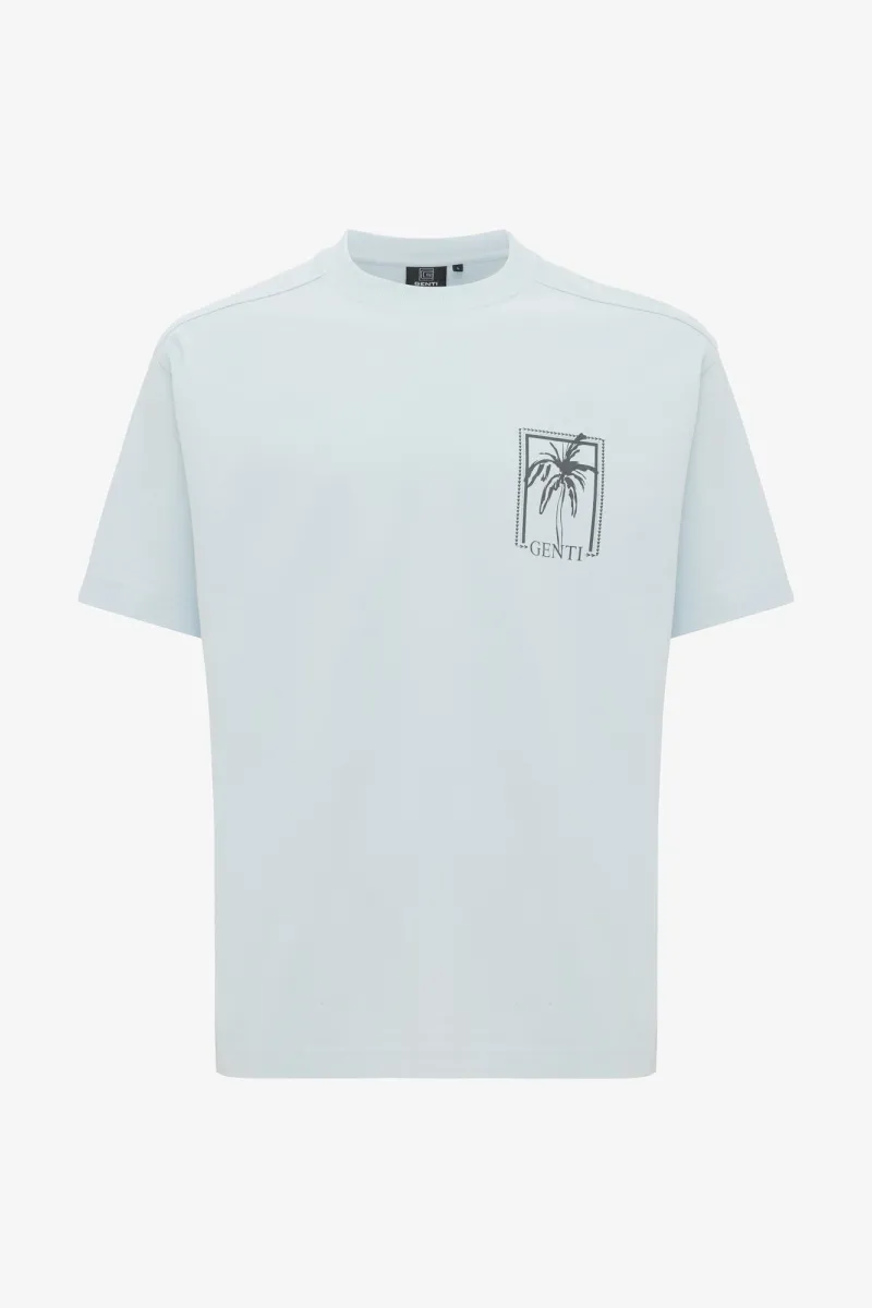Relaxed fit print T-shirt  | Lichtblauw