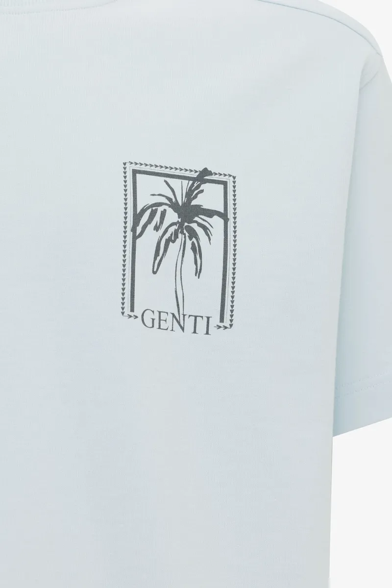 Relaxed fit print T-shirt  | Lichtblauw