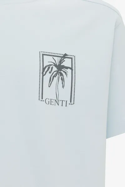 Relaxed fit print T-shirt  | Lichtblauw