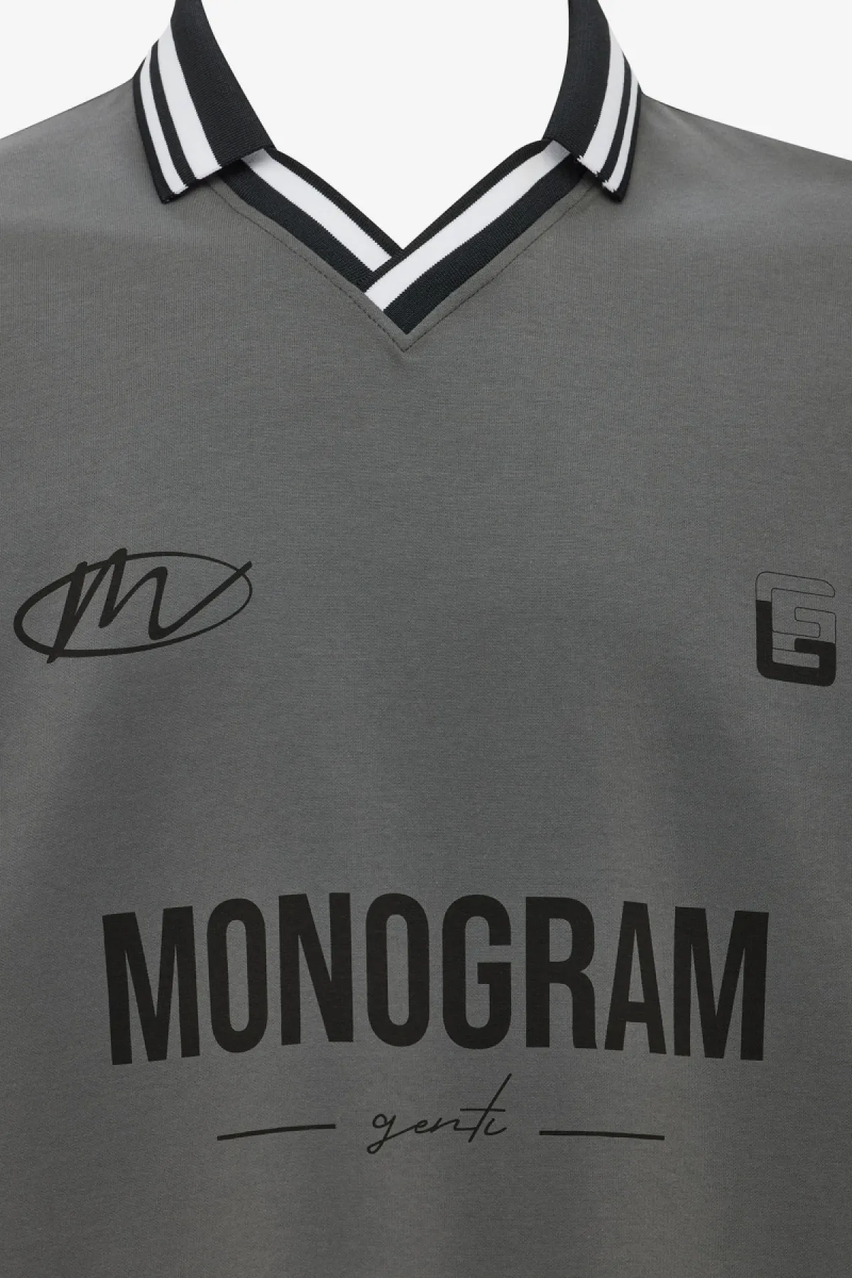 Monogram Print Polo | Donkergrijs