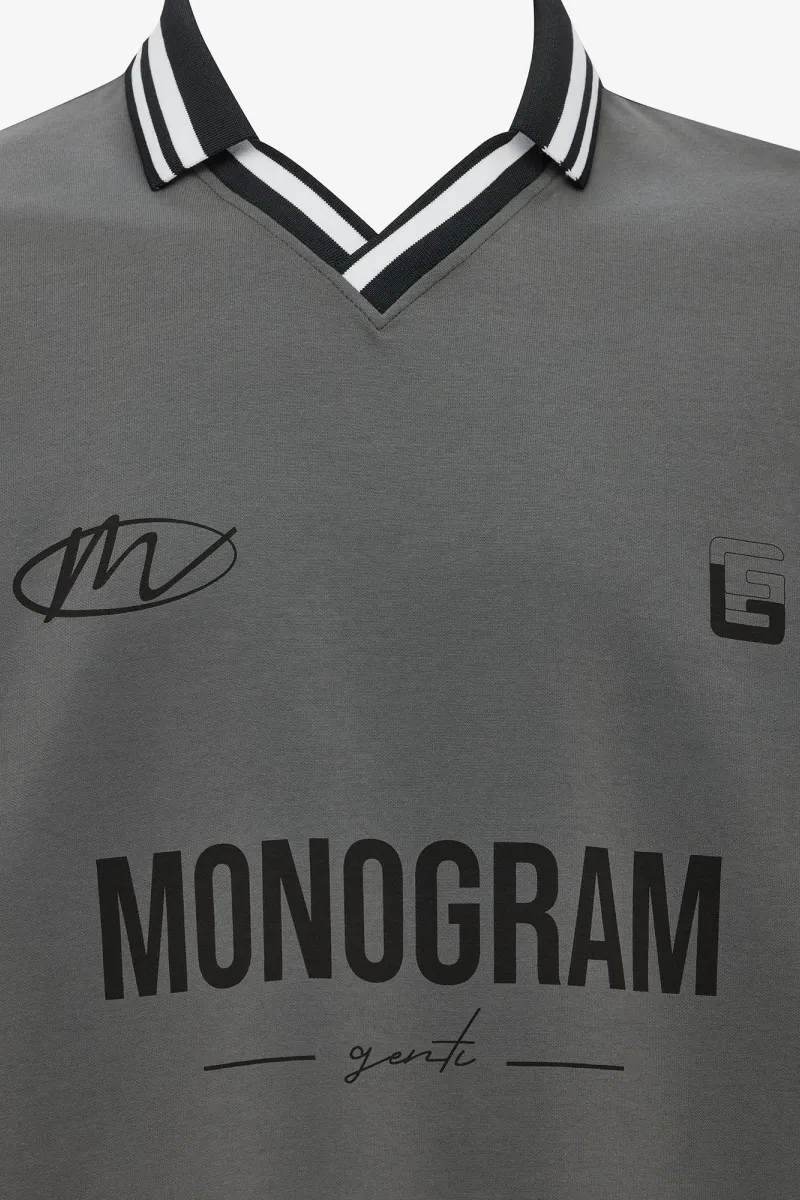 Monogram Print Polo | Donkergrijs