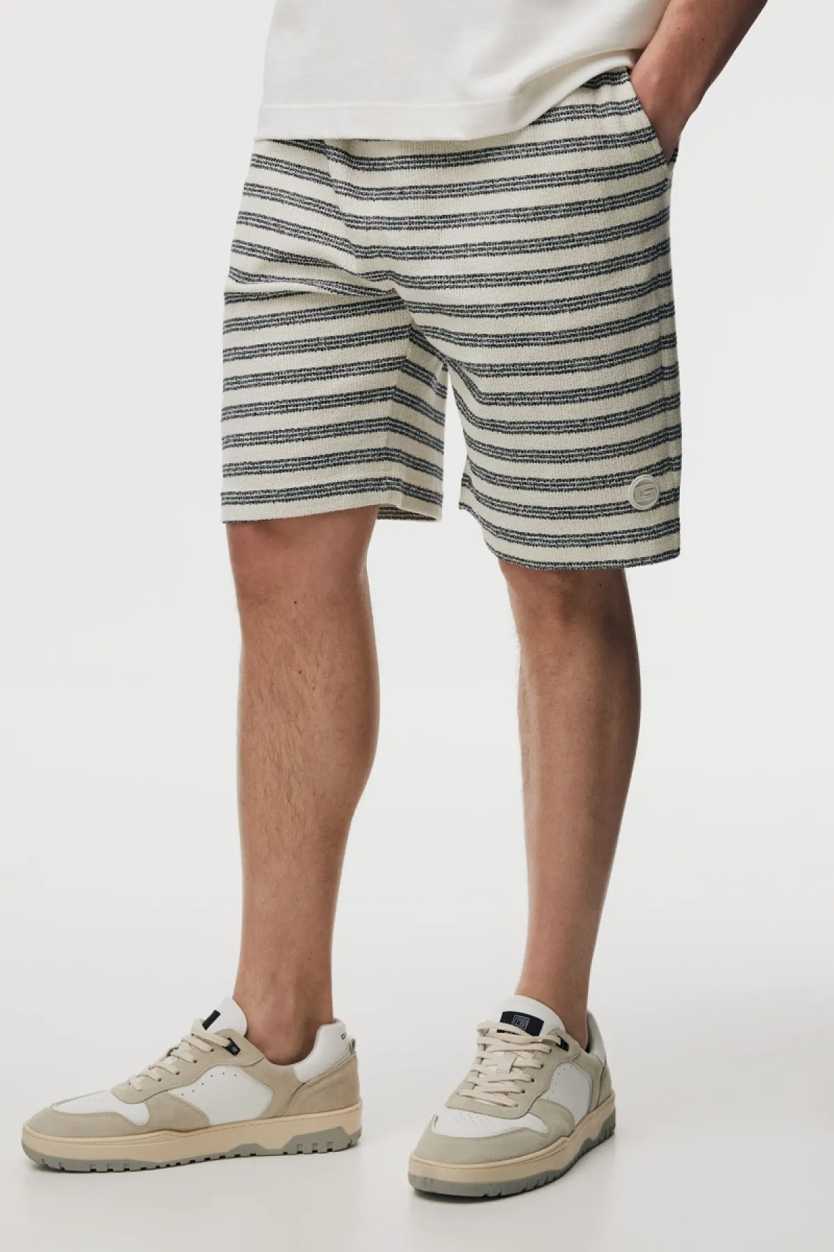 Gestreepte Korte Broek | Donkerblauw