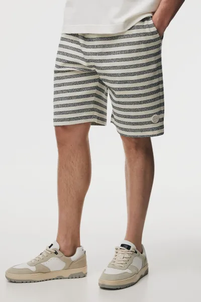 Gestreepte Korte Broek | Donkerblauw