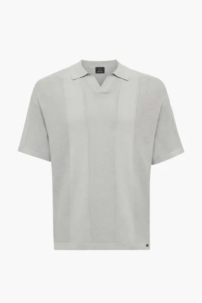 Gebreide Buttonless Polo | Lichtgroen