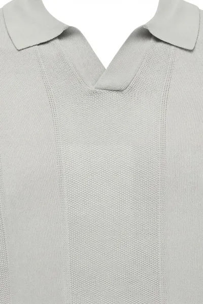 Gebreide Buttonless Polo | Lichtgroen