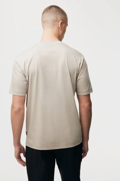 Gemerceriseerd T-shirt | Beige