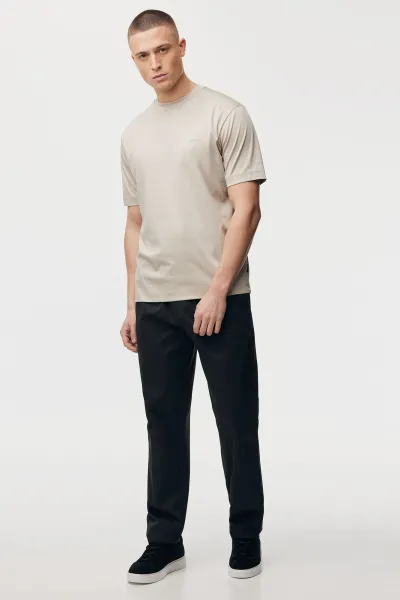 Gemerceriseerd T-shirt | Beige