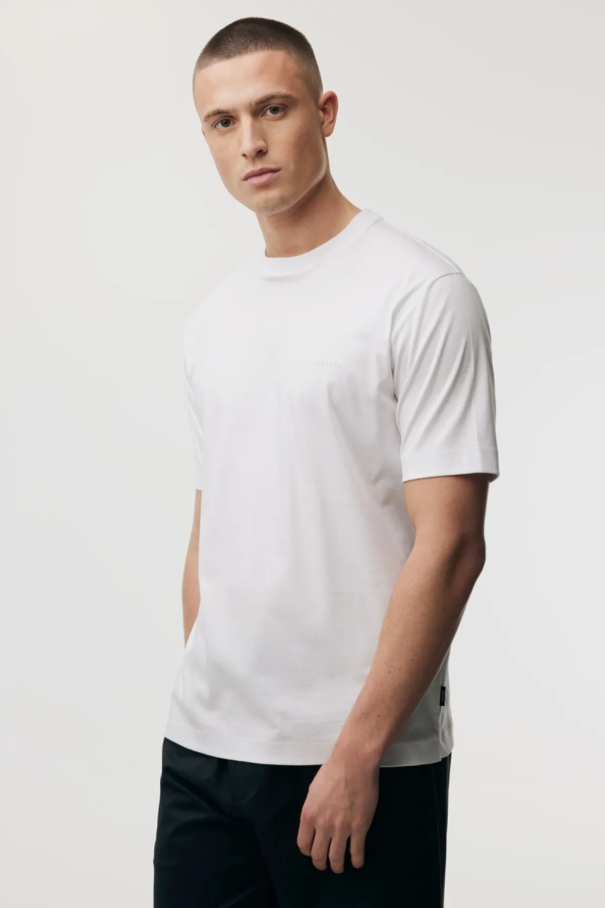 Gemerceriseerd T-shirt | Wit