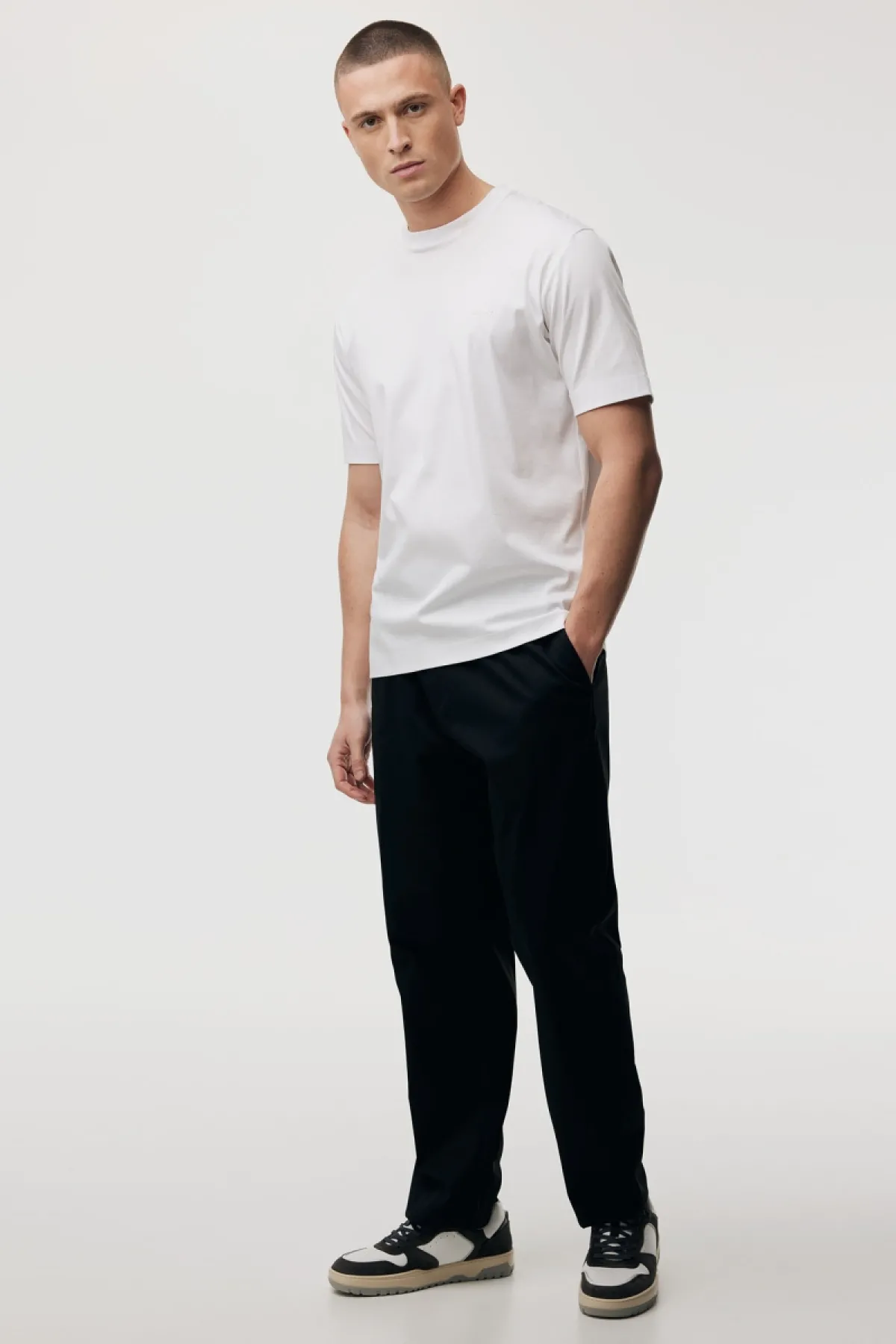 Gemerceriseerd T-shirt | Wit