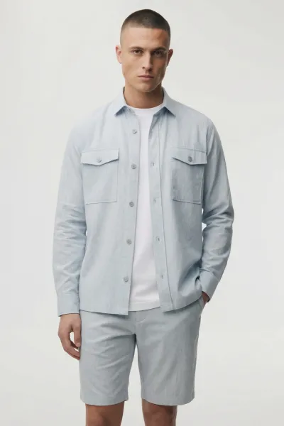 Linnen Overshirt | Lichtblauw
