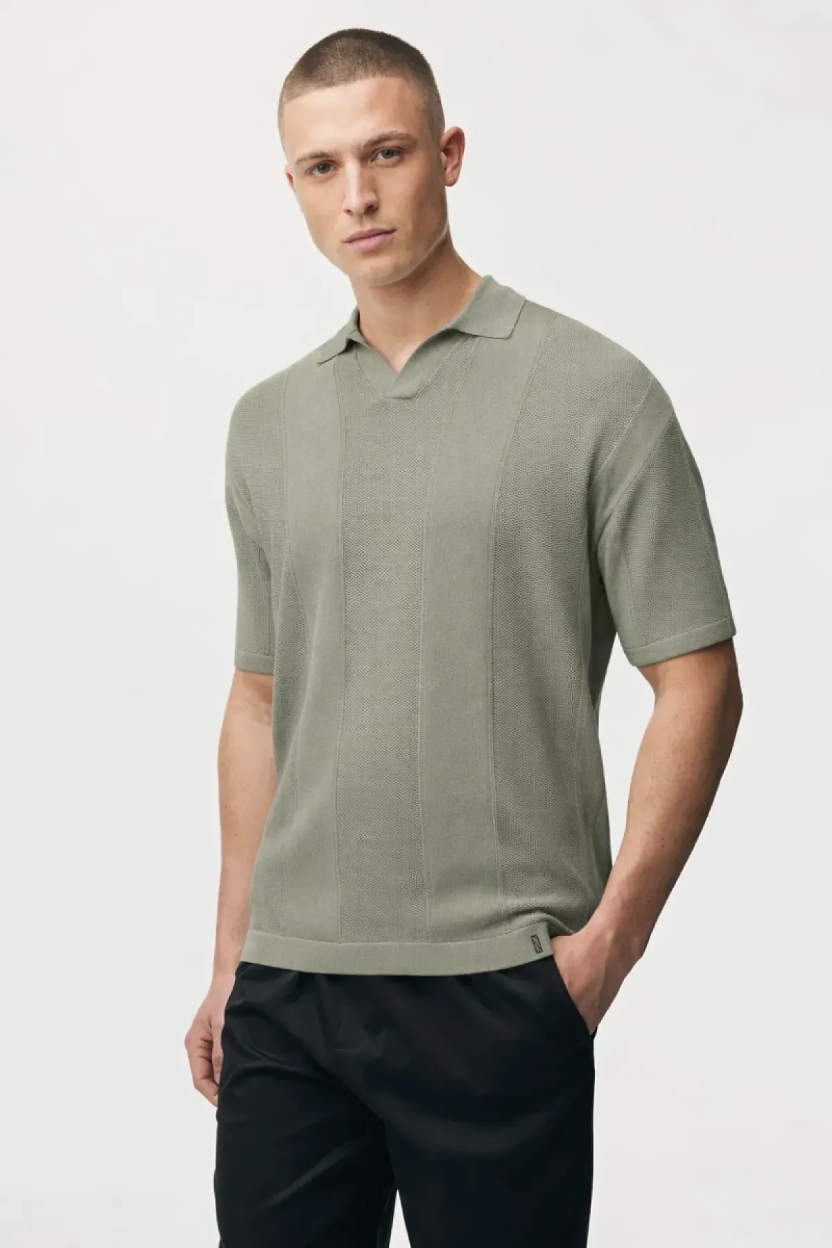 Gebreide Buttonless Polo | Bruin
