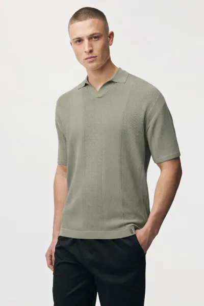 Gebreide Buttonless Polo | Bruin