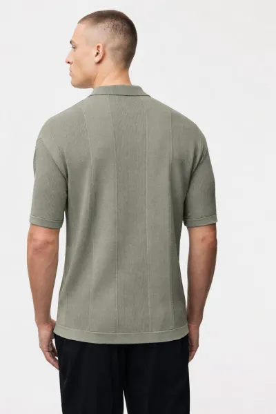 Gebreide Buttonless Polo | Bruin
