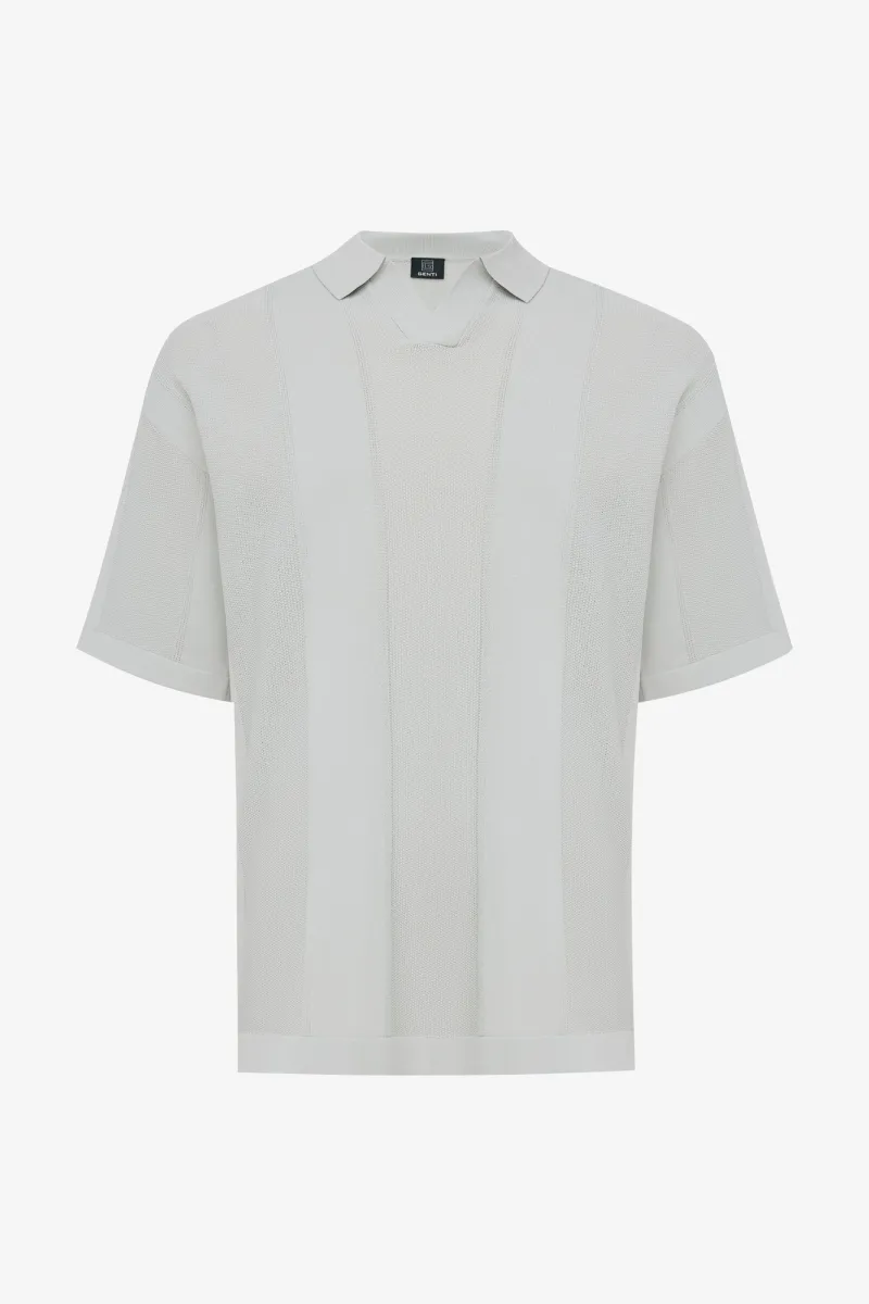 Gebreide Buttonless Polo | Lichtgroen