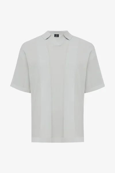 Gebreide Buttonless Polo | Lichtgroen