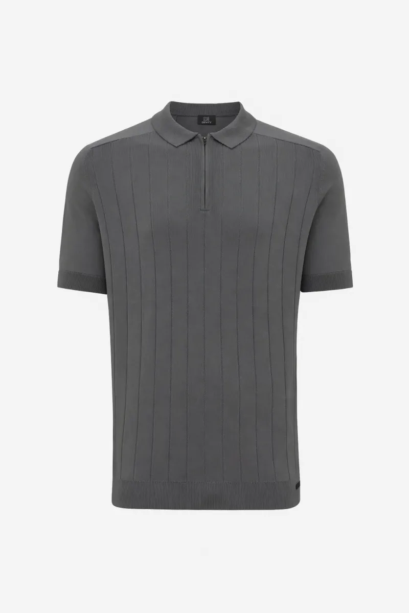 Polo zip | Donkergrijs