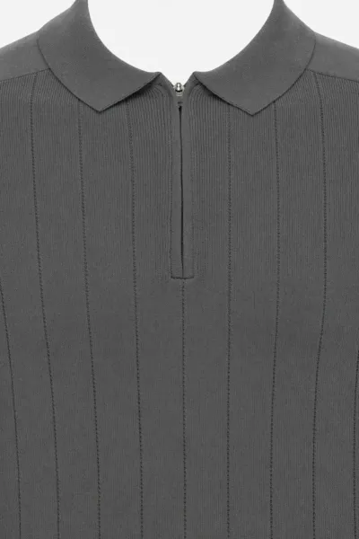 Polo zip | Donkergrijs