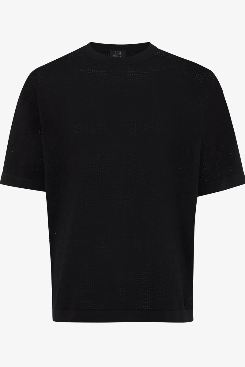 Crochet t-shirt | Zwart