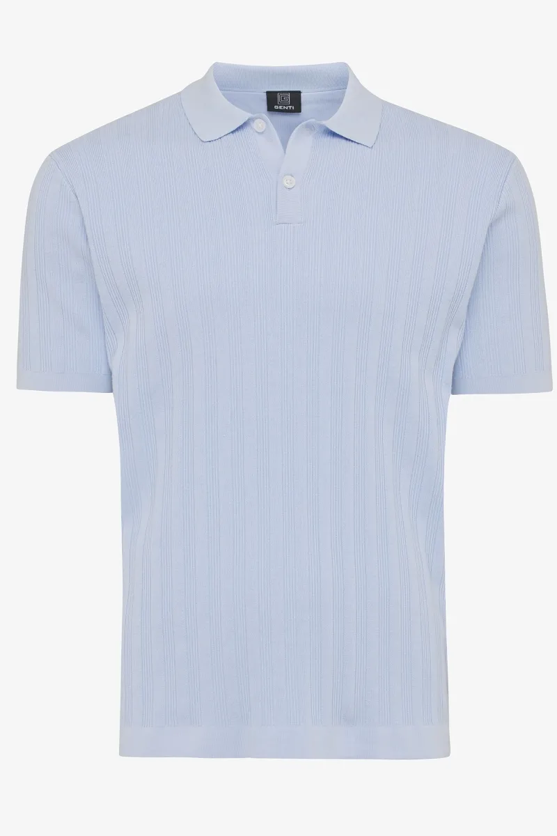 Ribbed Polo | Lichtblauw
