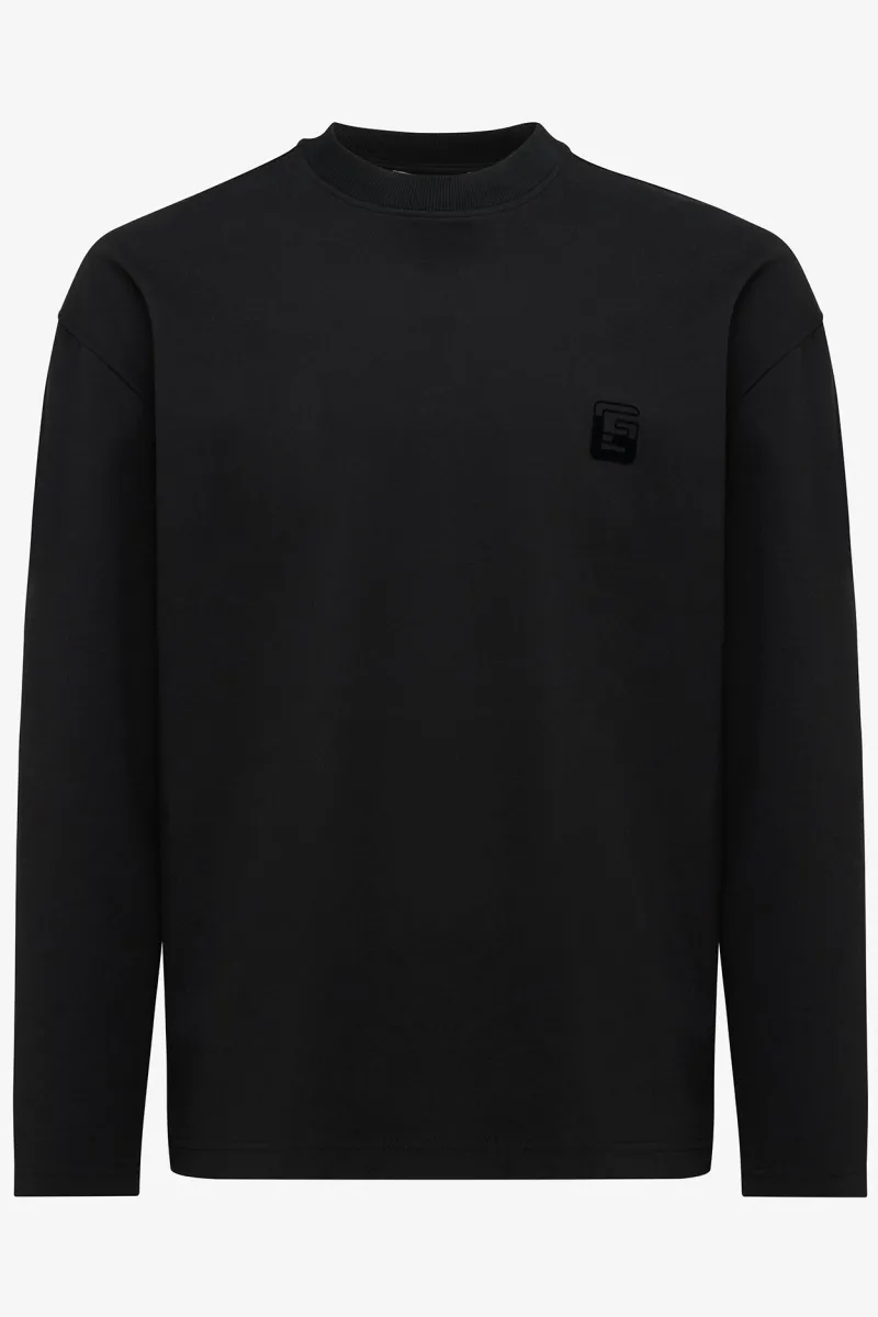 Monogram Longsleeve T-shirt | Zwart