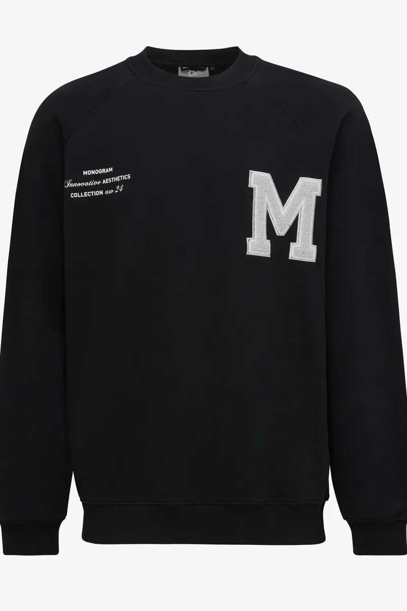 Monogram Crewneck Raglan | Zwart