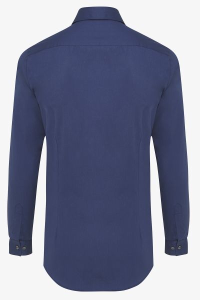 Skin-Fit Stretch Overhemd Midden Blauw