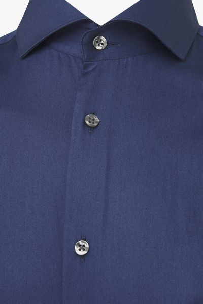 Skin-Fit Stretch Overhemd Midden Blauw