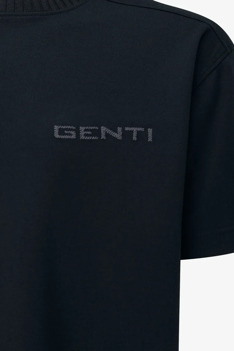 Embroidered Logo T-shirt | Zwart