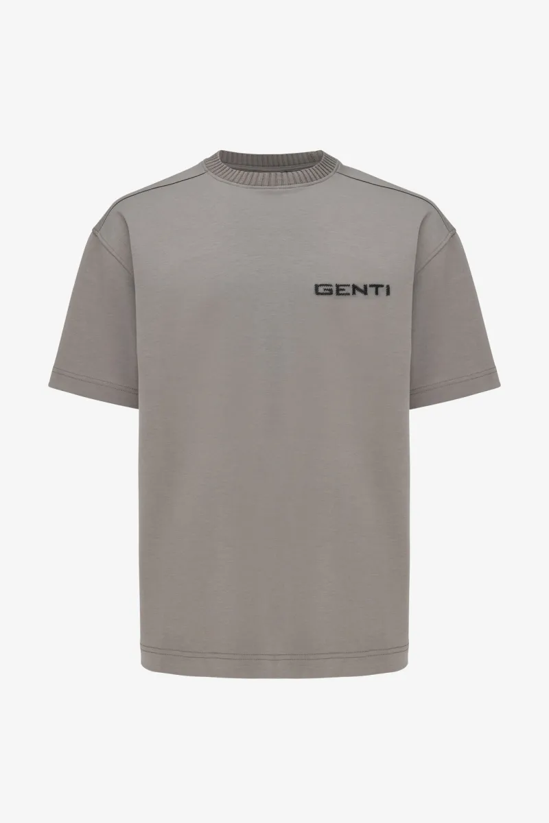Embroidered Logo T-shirt | Taupe