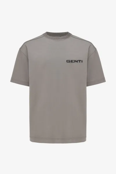 Embroidered Logo T-shirt | Taupe
