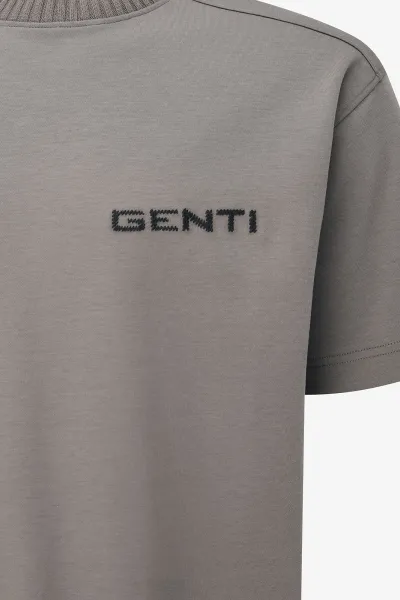 Embroidered Logo T-shirt | Taupe