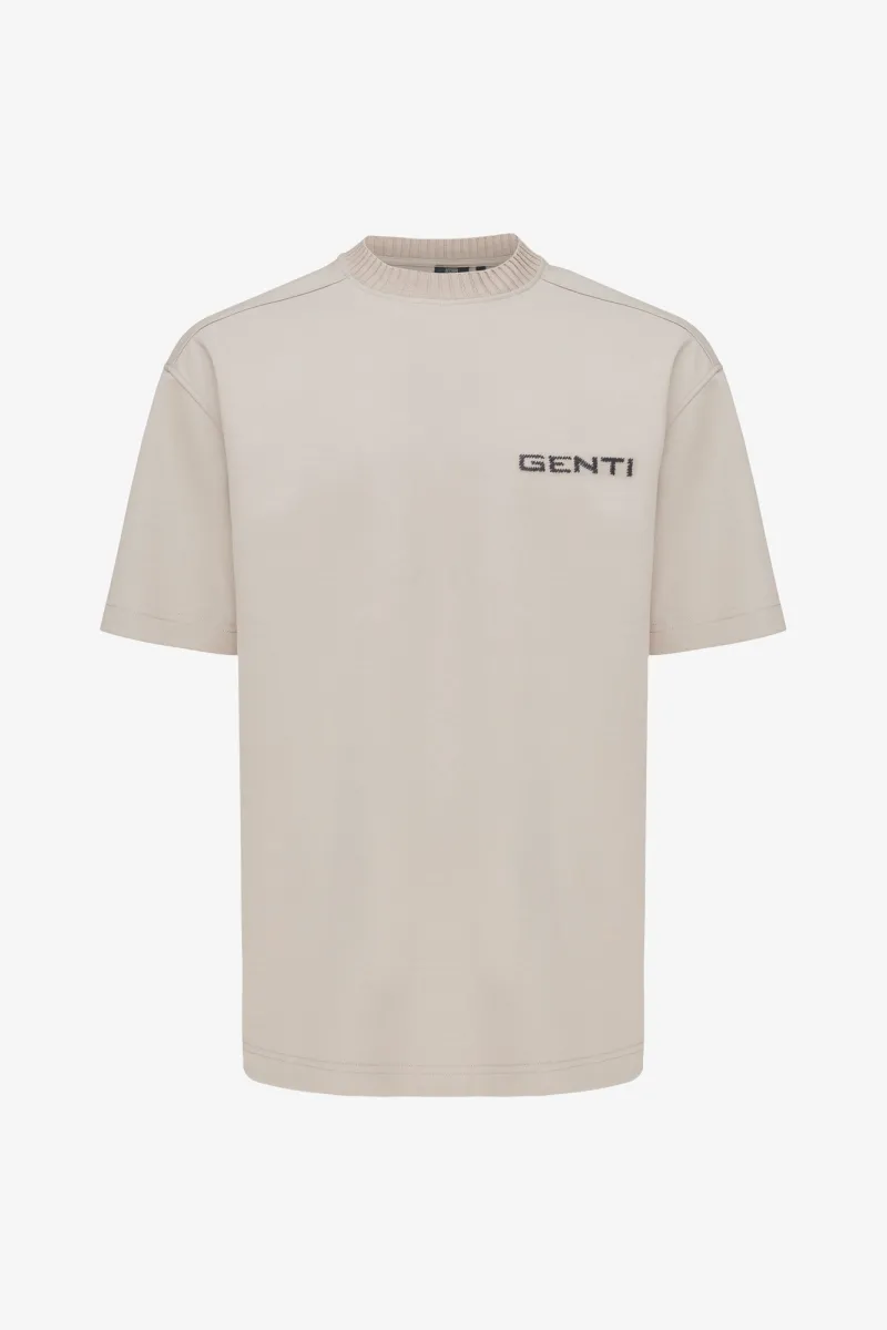 Embroidered Logo T-shirt | Beige