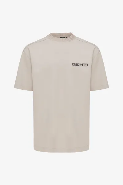 Embroidered Logo T-shirt | Beige