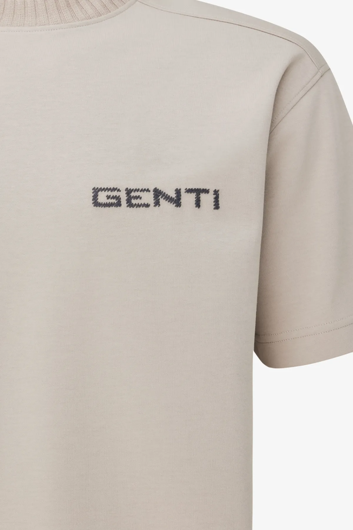 Embroidered Logo T-shirt | Beige