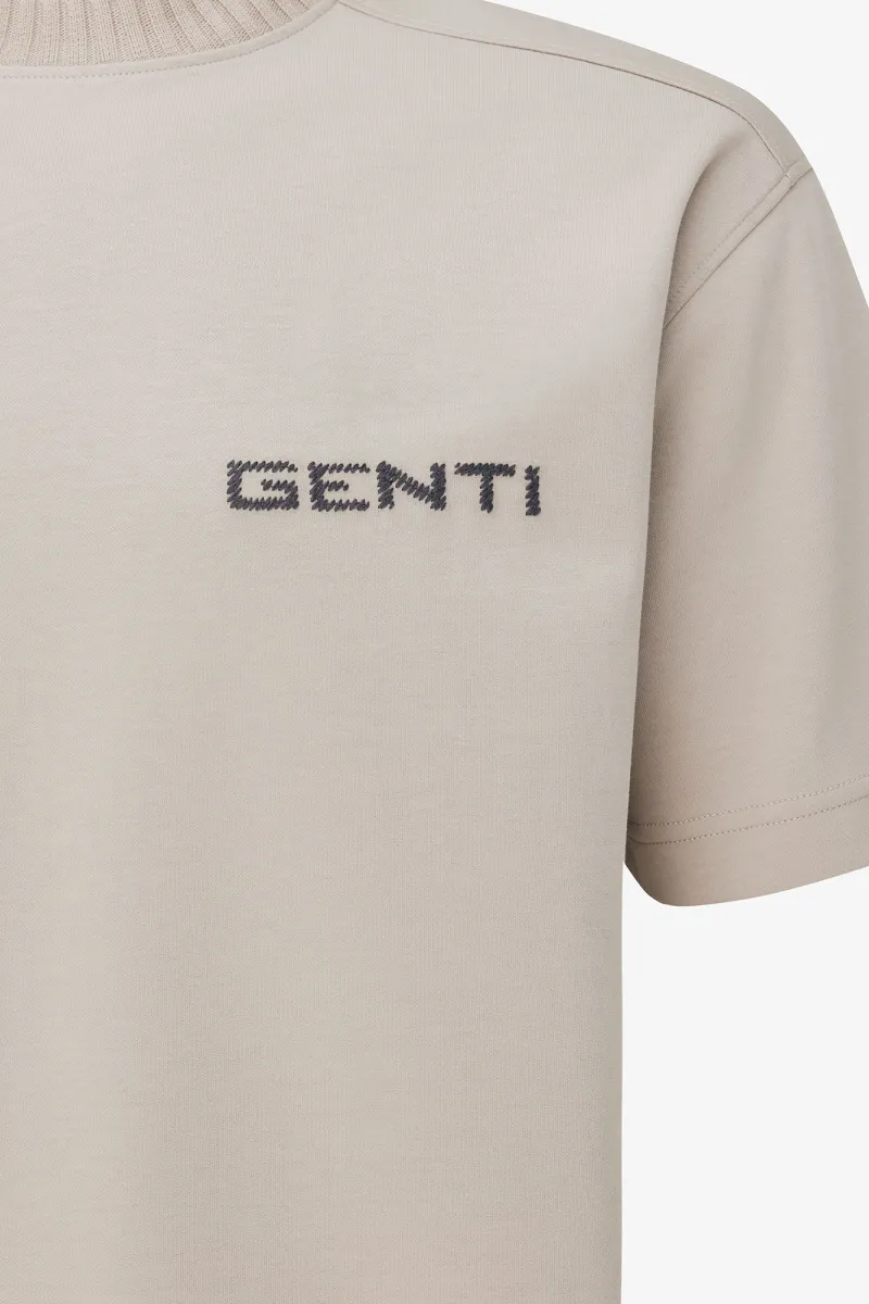 Embroidered Logo T-shirt | Beige