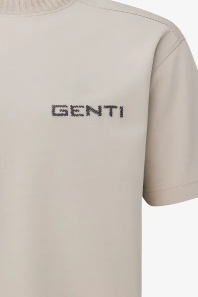 Embroidered Logo T-shirt | Beige