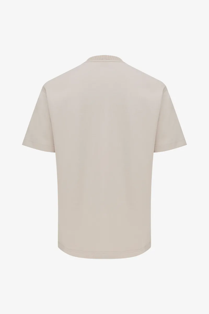 Embroidered Logo T-shirt | Beige