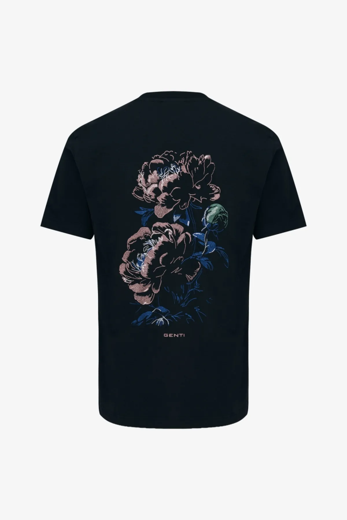 Floral Backprint T-shirt | Zwart