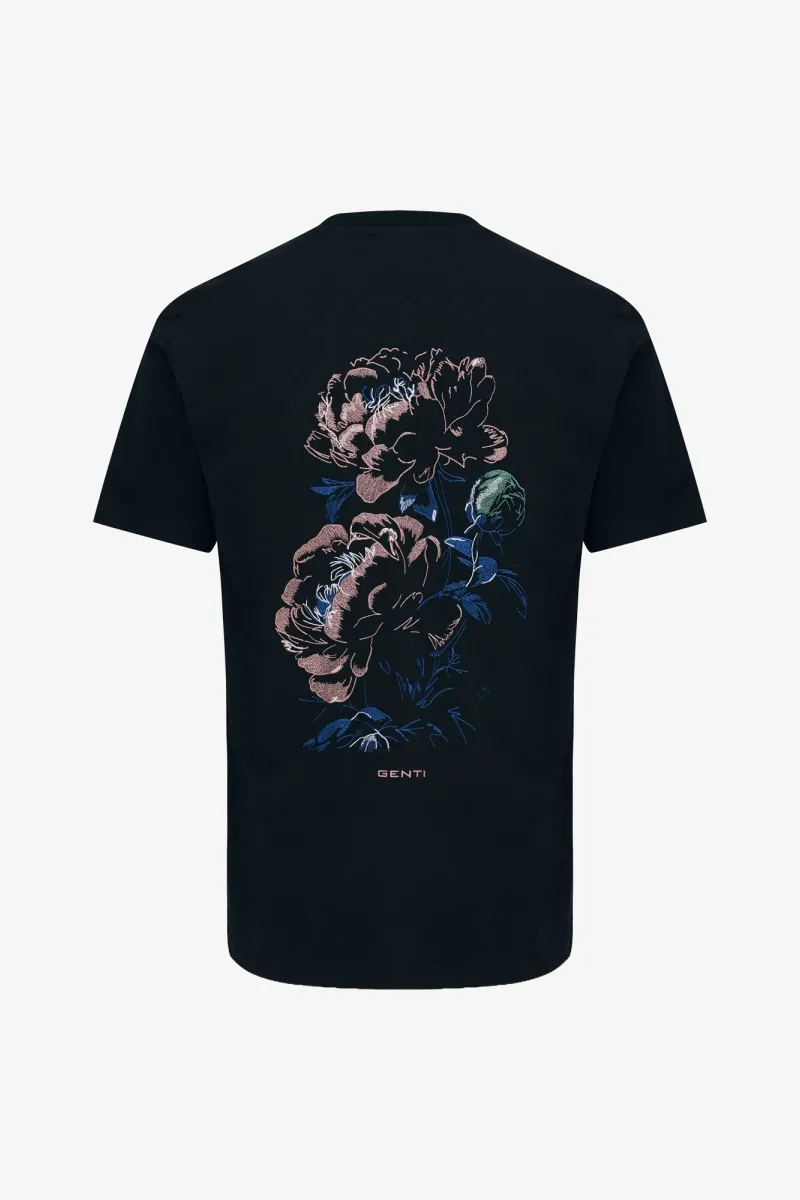 Floral Backprint T-shirt | Zwart