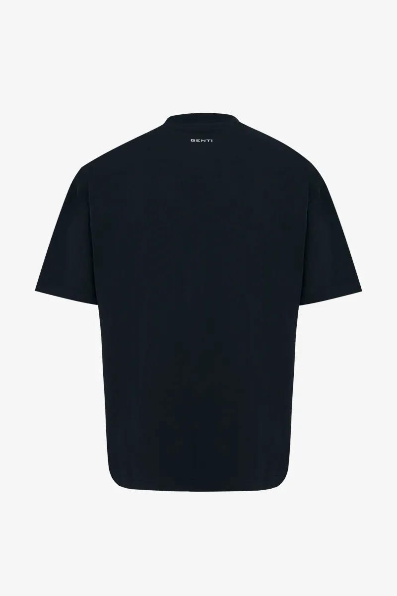 Floral Embroidery T-shirt | Zwart