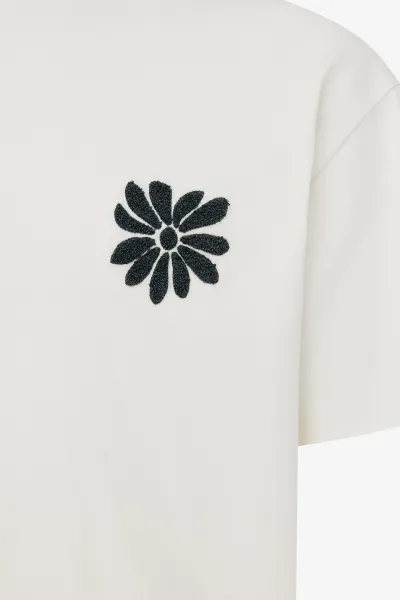 Floral Embroidery T-shirt | Off White