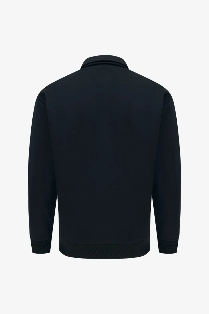 Polo Zip Sweater | Zwart