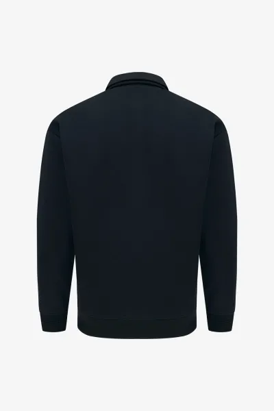 Polo Zip Sweater | Zwart