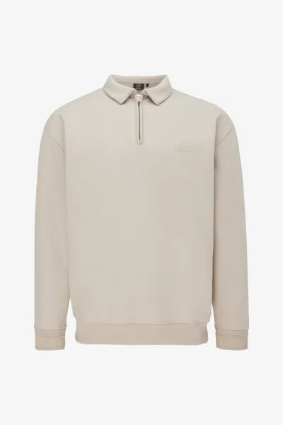Polo Zip Sweater | Beige