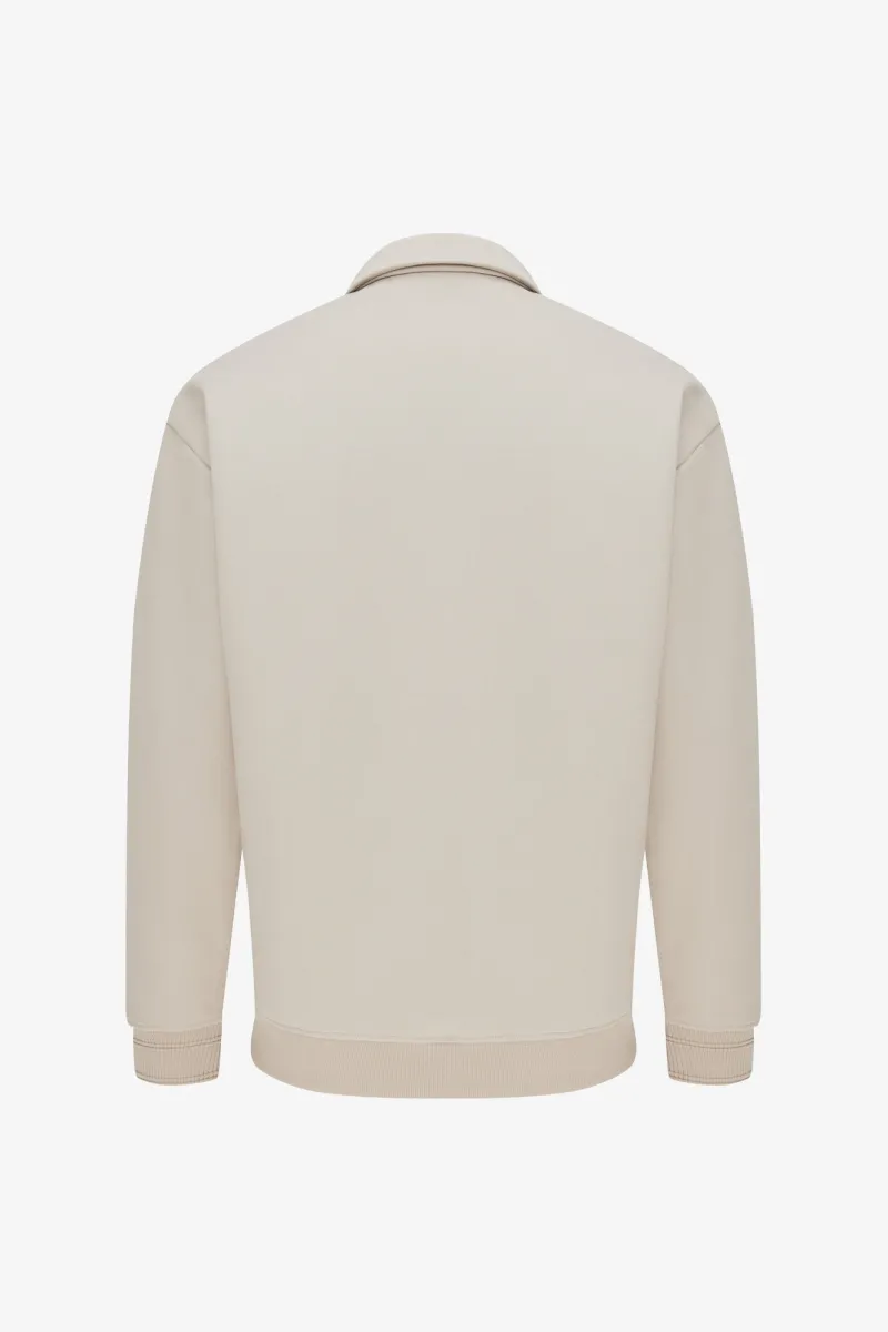 Polo Zip Sweater | Beige