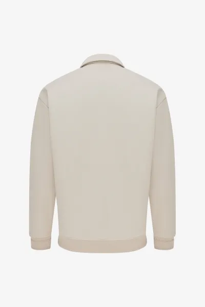 Polo Zip Sweater | Beige