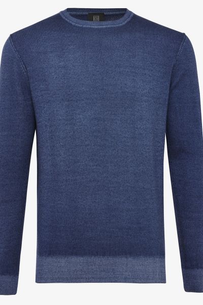 Wollen trui washed blauw