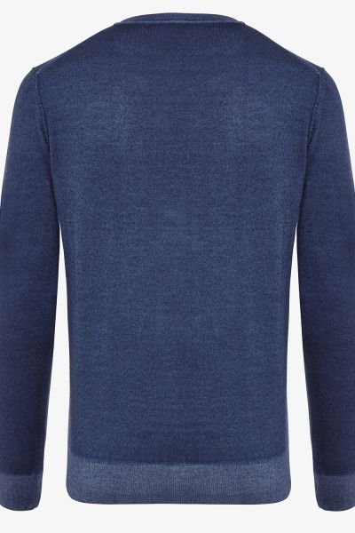 Wollen trui washed blauw