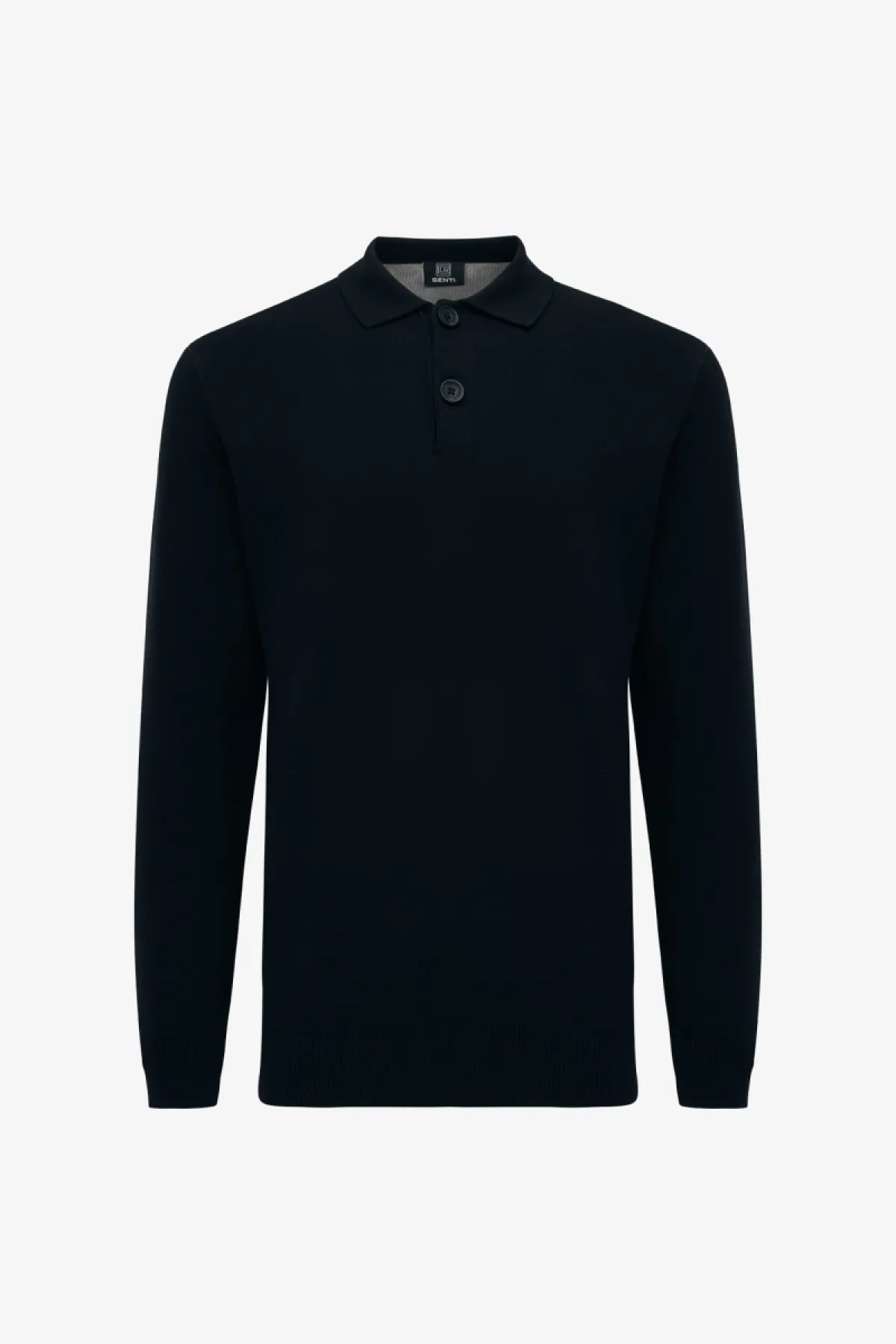 Longsleeve Button Polo | Zwart